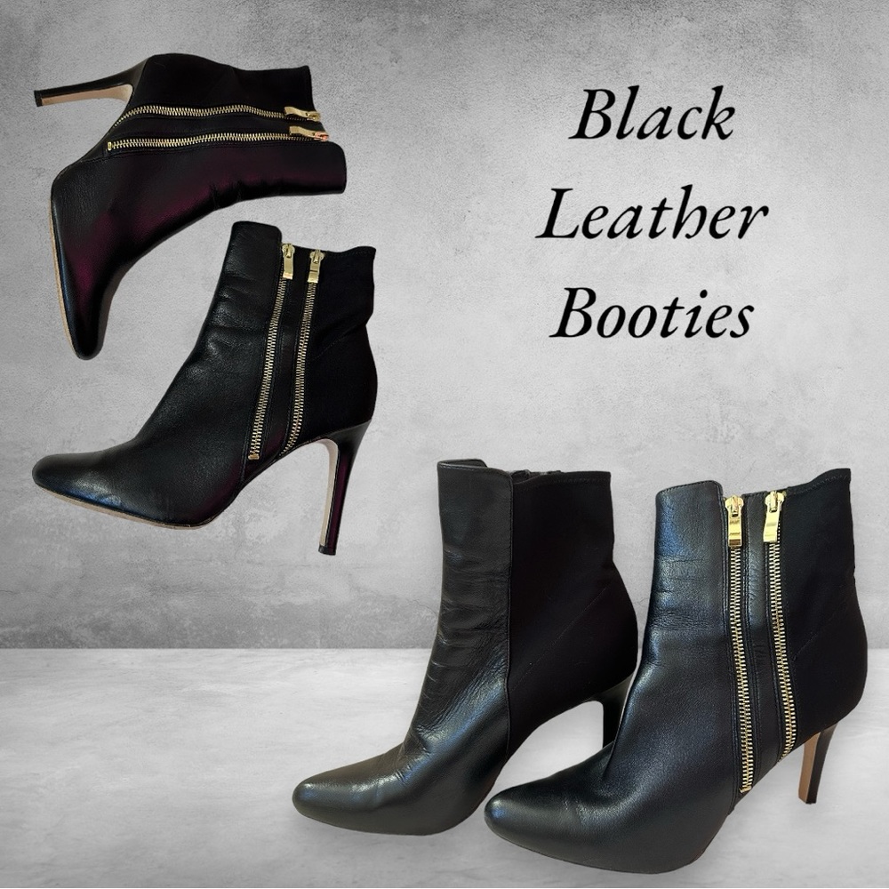 White House/ Black Market Black Leather Bootie